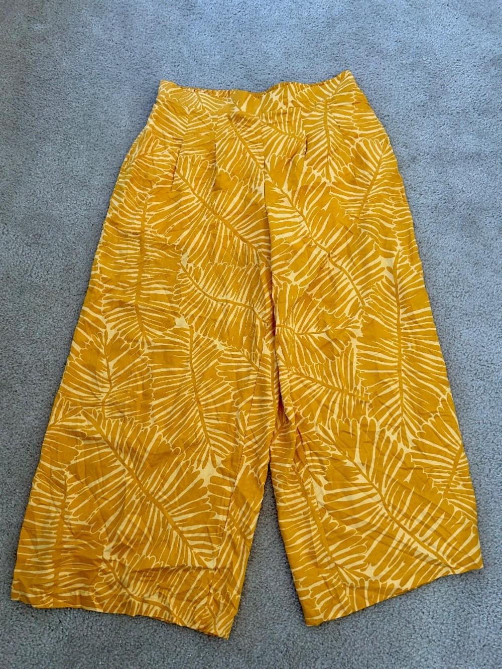 Nina Parker & Macy’s Palm Leaf/Geo Swirl Wide Leg Pant NEW Sz 1X Golden Yellow